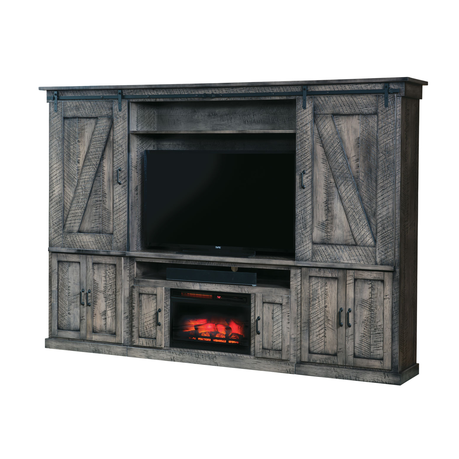 SC-Durango Wallunit With A Fireplace Doors Open